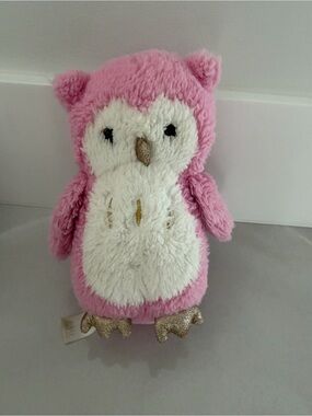 FAO Schwarz Sparklers Pink Owl Plush Stuffed Animal with FAO Seal on Back
